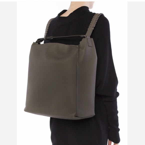 ALLSAINTS Tote Bag Backpack Brown Taupe Leather Whipstitch Straps Pre❤️ - Picture 13 of 14